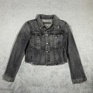 GRLFRND Cara Cropped Jacket Black-Gray Washed Denim Womens Size XS #1911